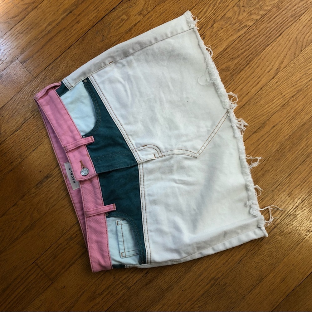 Pacsun colorblock jean mini skirt